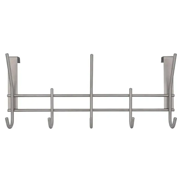 Siro Türgarderobe 2257 Edelstahl - L x H: 340 x 151 mm, Anzahl Haken: 5 Stk. - Helle Garderobe mit Metallstruktur und Haken, ideal für die Wandmontage in Flur oder Schlafzimmer zur Aufbewahrung von Kleidung.