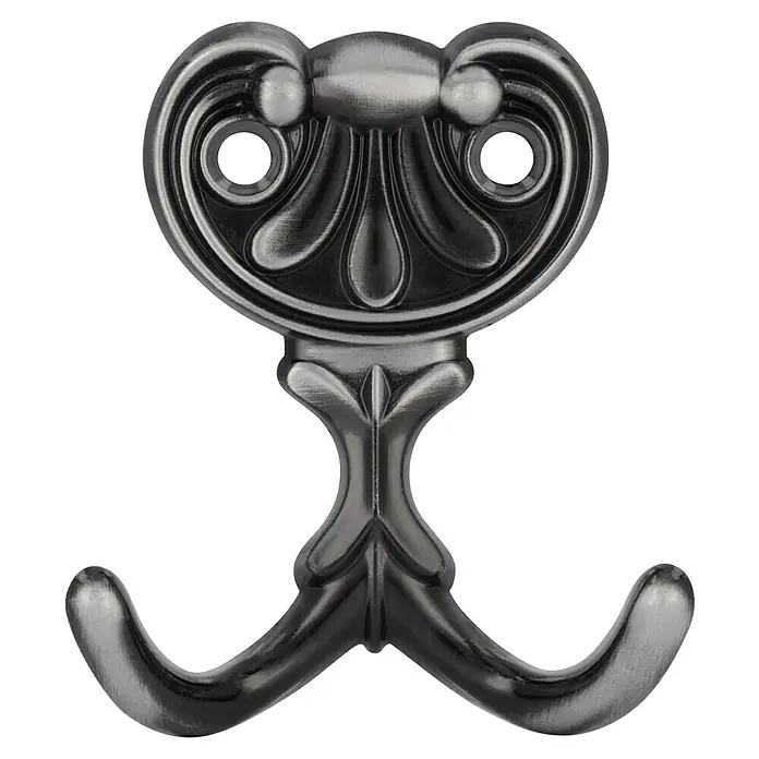 Siro Garderobenhaken - L x B x H: 56 x 66 x 20 mm, Anzahl Haken: 1 Stk., Eisen antik - Metallischer Wandhaken mit zwei Hakenarmen und dekorativem Aufsatz. Ideal zur stilvollen Aufbewahrung von Jacken und Accessoires.