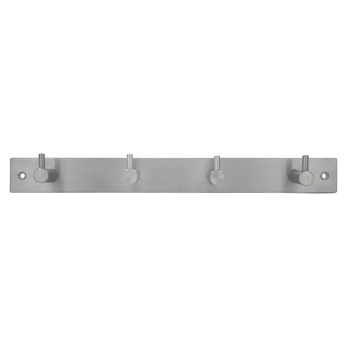 Siro Hakenleiste 1890 - L x H: 322 x 47 mm, Anzahl Haken: 4 Stk. - Metallkleiderbügel mit vier runden Haken und Schraubbefestigung für Wandmontage, ideal für Bad oder Flur.