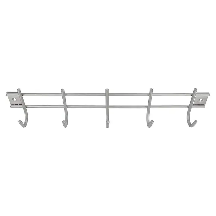 Siro Garderobenleiste 380N1V1E - L x B x H: 380 x 80 x 50 mm, Anzahl Haken: 5 Stk. - Wandmontierter Handtuchhalter aus Metall mit zwei Stangen für das Badezimmer. Praktisch und platzsparend.