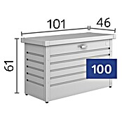 Biohort Garten-Aufbewahrungsbox FreizeitBox 100 (Silber Metallic, 101 x 46 x 61 cm)