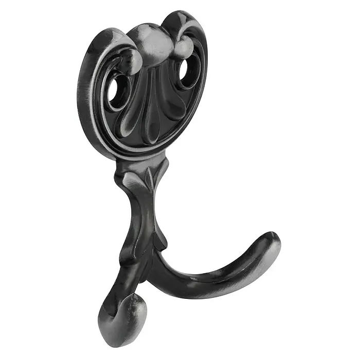 Siro Garderobenhaken - L x B x H: 56 x 66 x 20 mm, Anzahl Haken: 1 Stk., Eisen antik - Elegante, dunkle Wandgarderobe im Vintage-Stil. Die dekorative Hakenleiste ist ideal für Flur oder Schlafzimmer und bietet stilvollen Stauraum.