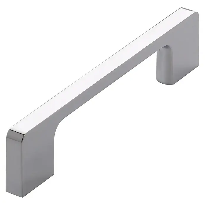 Siro Möbelgriff - Typ Möbelgriff: Bügel, Stahl, Sonstige, Silber, Länge: 140 mm - Moderner, silberfarbener Möbelgriff mit einer klaren, eckigen Form, ideal für ein minimalistisches Küchendesign oder elegante Schubladen.