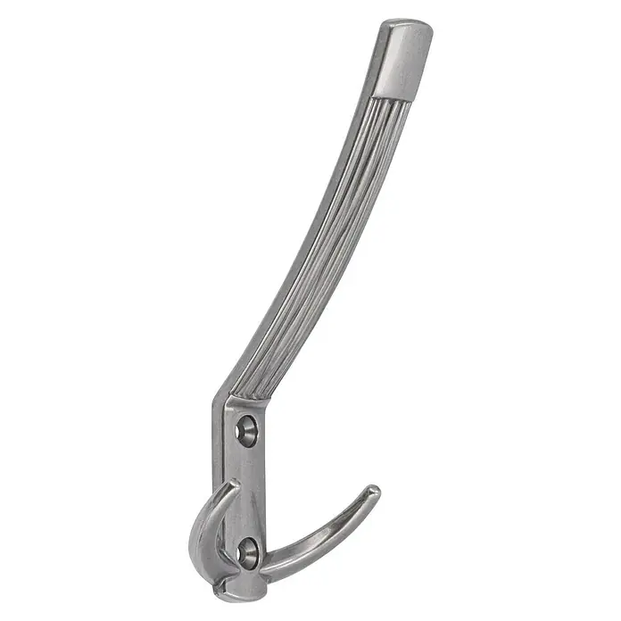 Siro Garderobenhaken 2213/ZN29 - L x B x H: 60 x 148 x 66 mm, Anzahl Haken: 1 Stk., Silber - Eleganter Kleiderhaken aus Metall mit Doppelhaken-Design für stilvolle Aufbewahrung von Kleidung und Accessoires.