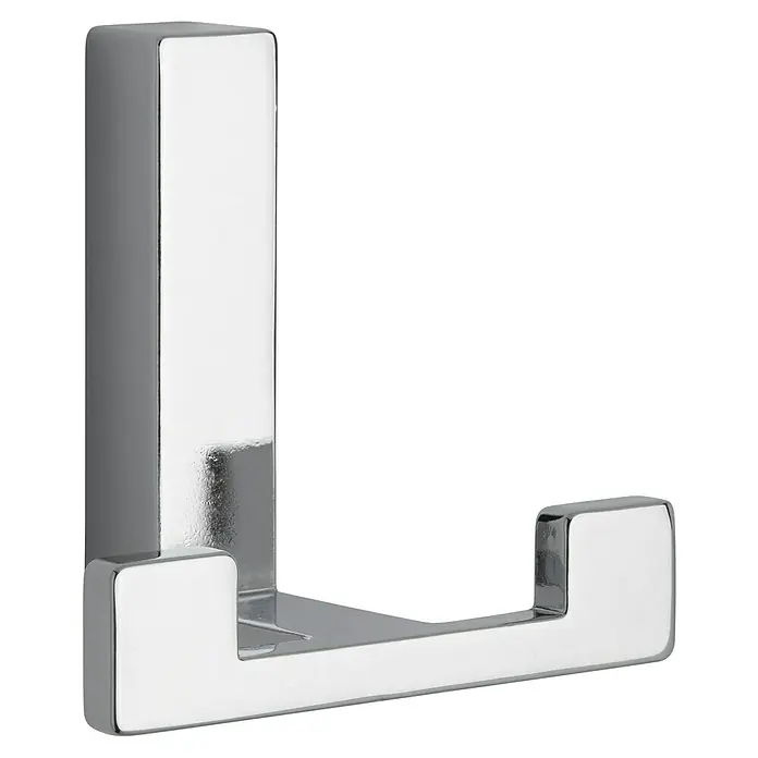 Siro Garderobenhaken - L x B x H: 70 x 61 x 40 mm, Anzahl Haken: 1 Stk., Chrom - Eleganter, verchromter Bademantelhaken mit modernem, eckigem Design. Ideal für Badezimmer und Garderobe zur stilvollen Aufbewahrung.