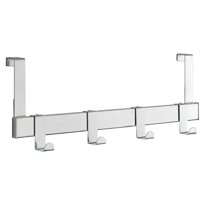 Siro Türgarderobe 1443 Chrom - L x H: 404 x 51 mm, Anzahl Haken: 4 Stk., Verchromt - Über-Tür-Hängevorrichtung aus Chrom mit drei Haken zum Aufhängen von Gegenständen. Praktisch und platzsparend.