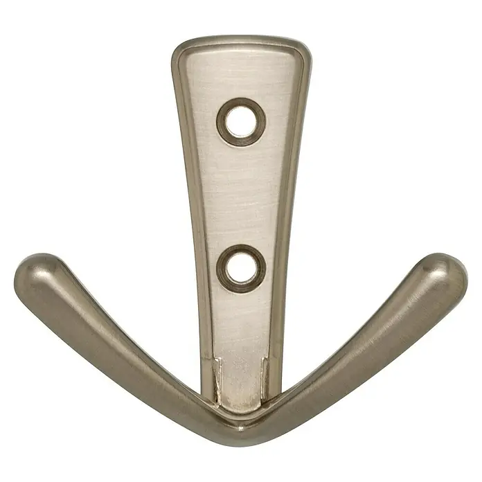Siro Garderobenhaken 1654/ZN21 - L x B x H: 76 x 71 x 40 mm, Anzahl Haken: 1 Stk. - Silberner Kleiderhaken zur Wandmontage mit doppelten Haken zum Aufhängen von Kleidung, Handtüchern oder anderen Gegenständen.