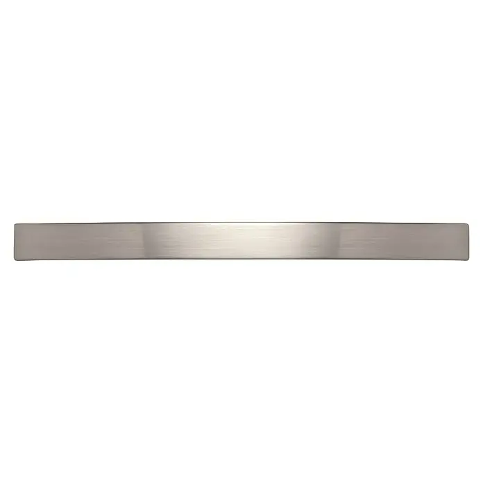 Siro Möbelgriff - Typ Möbelgriff: Bügel, Sonstige, Vernickelt, B x L: 15 x 180 mm - Nahaufnahme einer silbernen Dunstabzugshaube mit horizontaler Textur, ideal für die moderne Küche.