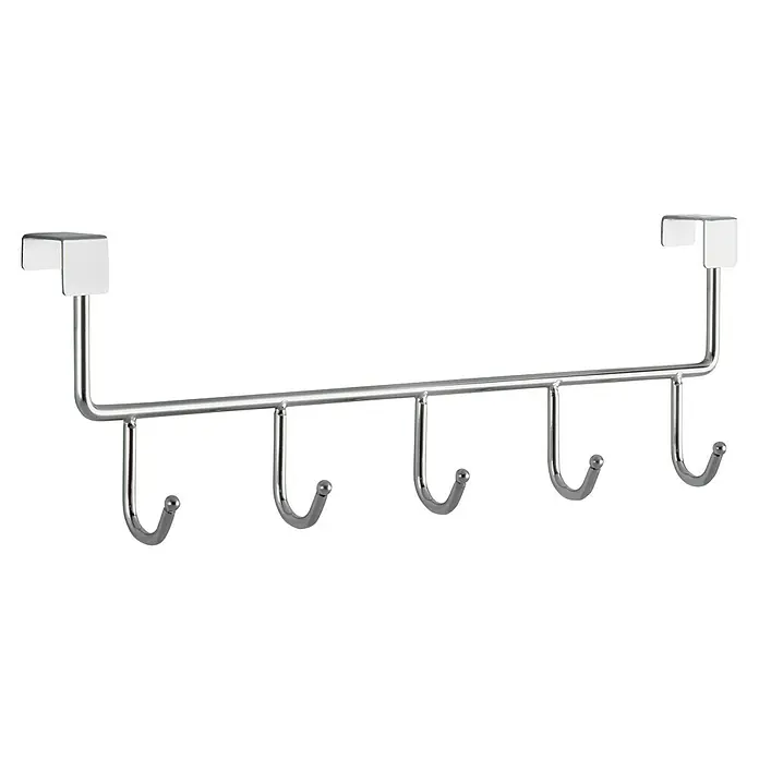Siro Türgarderobe 2378 - L x H: 355 x 110 mm, Anzahl Haken: 5 Stk., Verchromt - Moderner silberner Handtuchhalter mit vier Haken. Praktische Lösung für Bad oder Küche, elegante Optik und einfache Montage.