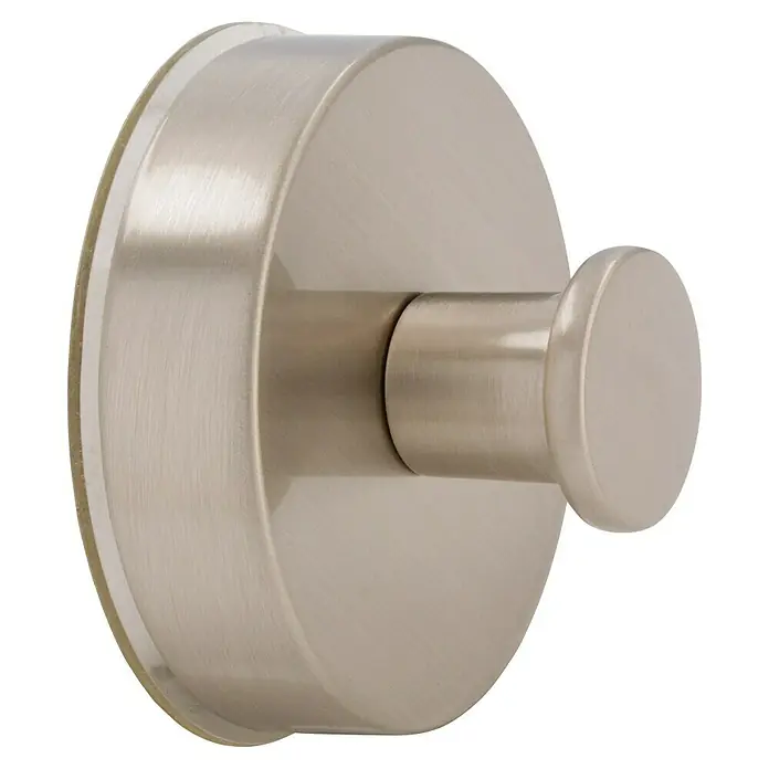 Siro Garderobenhaken - L x B x H: 50 x 50 x 30 mm, Anzahl Haken: 1 Stk., Bronze - Nahaufnahme eines runden, silberfarbenen Kleiderhakens zur Wandmontage.