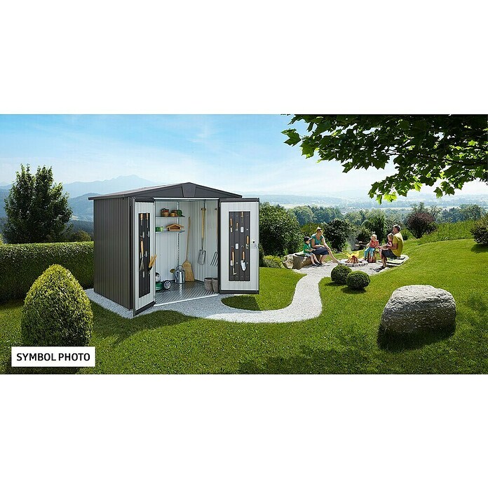Biohort Gerätehaus Europa (Dunkelgrau Metallic, 0,84 x 1,72 x 1,96 m, Stahlblech)