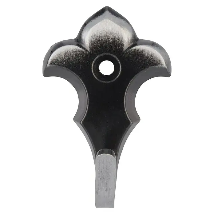 Siro Garderobenhaken 577-45ZN8 - L x B x H: 29 x 46 x 27 mm, Anzahl Haken: 1 Stk. - Detailaufnahme eines Garderobenhakens in antiker Optik, ideal für stilvolle Aufbewahrung von Jacken und Accessoires.
