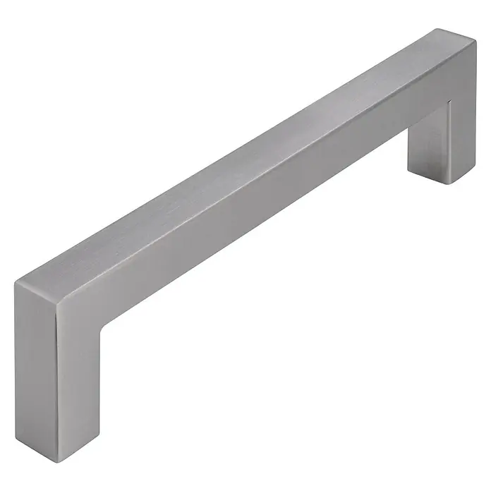 Siro Möbelgriff - Typ Möbelgriff: Bügel, Sonstige, Sonstige, Länge: 140 mm, Rechteckig - Nahaufnahme eines modernen, gebürsteten Nickel-Schrankgriffs mit klaren Linien und minimalistischem Design für stilvolle Möbel.