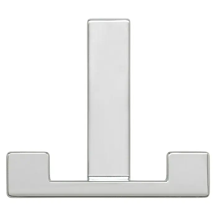 Siro Garderobenhaken - L x B x H: 70 x 61 x 40 mm, Anzahl Haken: 1 Stk., Chrom - Silbernes "L"-förmiges Objekt mit glänzender Oberfläche.