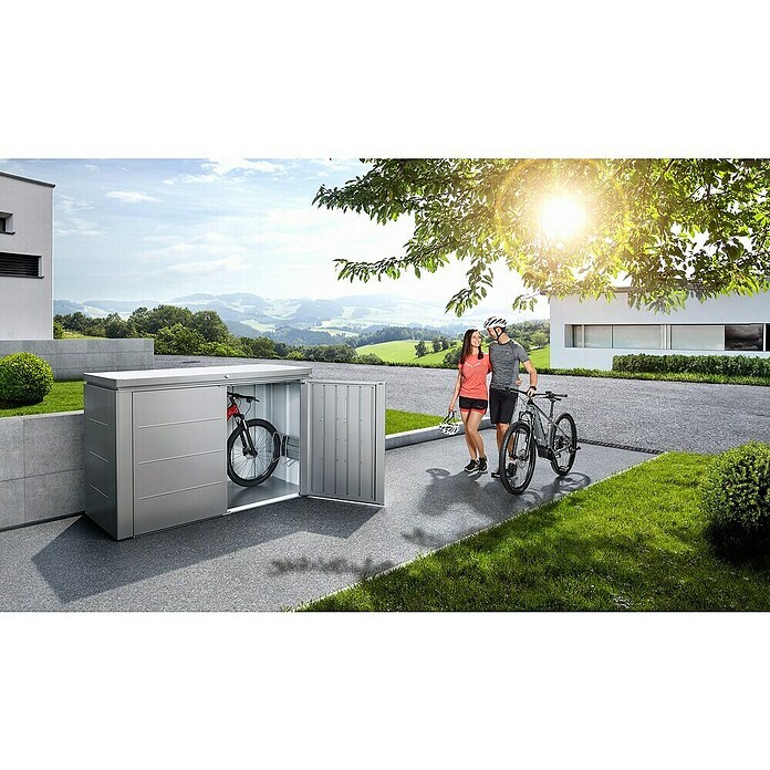 Biohort Garten-Aufbewahrungsbox Highboard 200 (Quarzgrau Metallic, 200 x 84 x 127 cm, Aluminium)