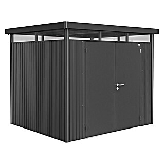 Biohort HighLine Gerätehaus H3 (Dunkelgrau Metallic, Doppeltür, Außentiefe inkl. Dachüberstand: 235 cm, Außenbreite inkl. Dachüberstand: 275 cm, Stahl)