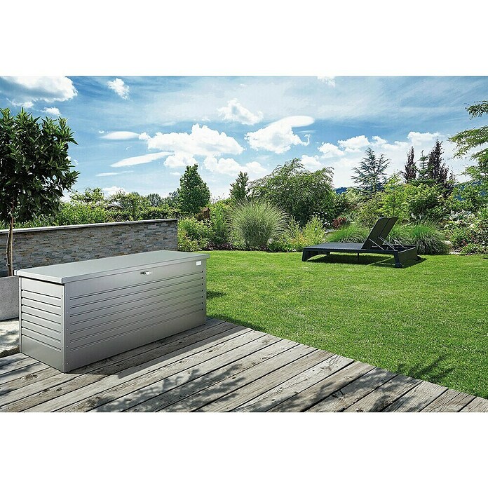Biohort Garten-Aufbewahrungsbox FreizeitBox 180 (Quarzgrau, 181 x 79 x 71 cm, Stahlblech)