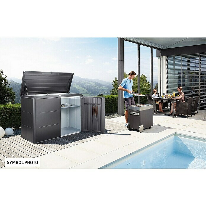Biohort Aufbewahrungsschrank HighBoard (0,7 x 1,6 x 1,18 m, Dunkelgrau Metallic, Doppelflügeltür)