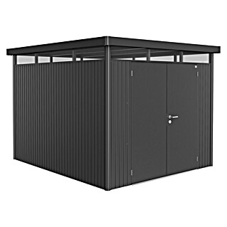 Biohort HighLine Gerätehaus H5 (Dunkelgrau Metallic, Doppeltür, Außenbreite inkl. Dachüberstand: 275 cm, Außentiefe inkl. Dachüberstand: 315 cm, Stahl)
