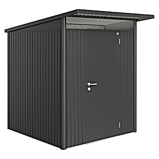 Biohort AvantGarde Gerätehaus A1 (Außenmaß inkl. Dachüberstand (B x T): 180 x 220 cm, Stahl, Dunkelgrau Metallic, Einzeltür)