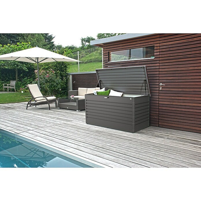 Biohort Garten-Aufbewahrungsbox FreizeitBox 160 (Dunkelgrau Metallic, 160 x 79 x 83 cm, Stahlblech)