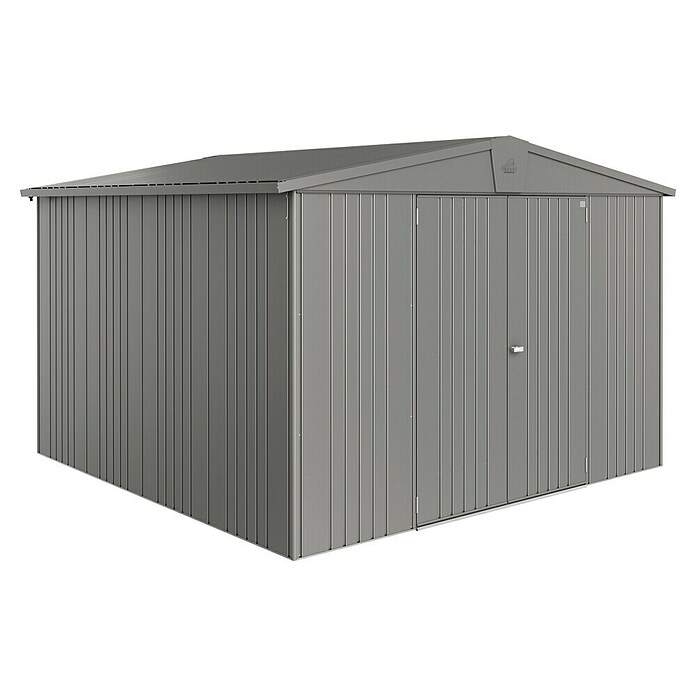 Biohort Gerätehaus Europa (Quarzgrau, 3 x 3,16 x 2,09 m, Stahlblech)