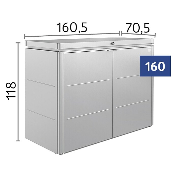 Biohort Aufbewahrungsschrank HighBoard (0,7 x 1,6 x 1,18 m, Dunkelgrau Metallic, Doppelflügeltür)