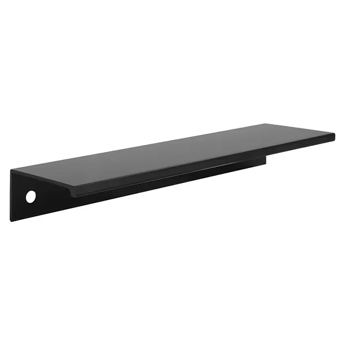 Siro Möbelgriff - Typ Möbelgriff: Bügel, Aluminium, Sonstige, Schwarz, Länge: 145 mm - Nahaufnahme eines modernen schwarzen Möbelgriffs, der sich ideal für Schubladen und Schränke eignet. Das minimalistische Design fügt sich nahtlos ein.