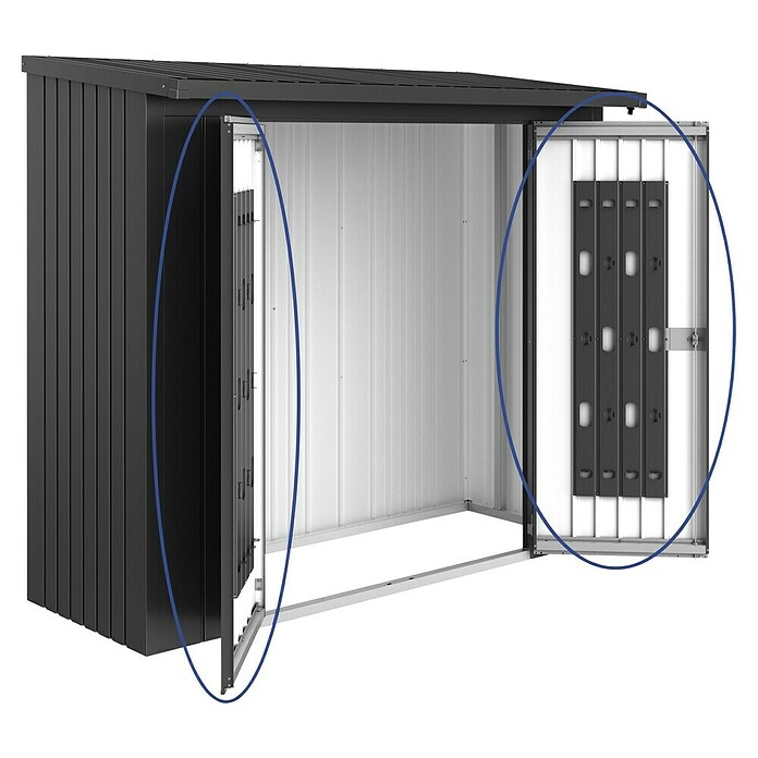 Biohort Türpaket WoodStock (Dunkelgrau Metallic, 1,38 x 1,73 m, Passend für: Biohort Kaminholzlager WoodStock 230)