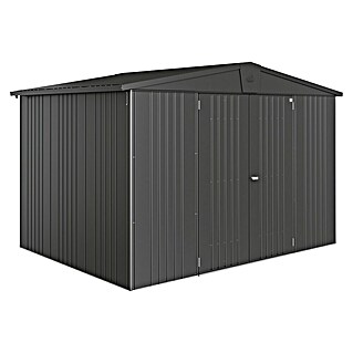 Biohort Europa Gerätehaus Gr. 5 (Außenbreite inkl. Dachüberstand: 316 cm, Außentiefe inkl. Dachüberstand: 228 cm, Stahl, Dunkelgrau Metallic)
