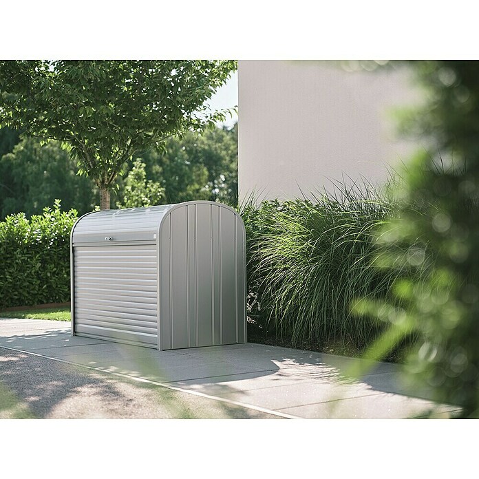 Biohort Garten-Aufbewahrungsbox StoreMax 190 (Silber Metallic, 190 x 97 x 136 cm, Stahlblech)