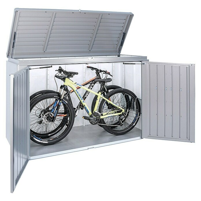 Biohort Aufbewahrungsschrank HighBoard (0,84 x 2 x 1,27 m, Silber Metallic, Doppelflügeltür)