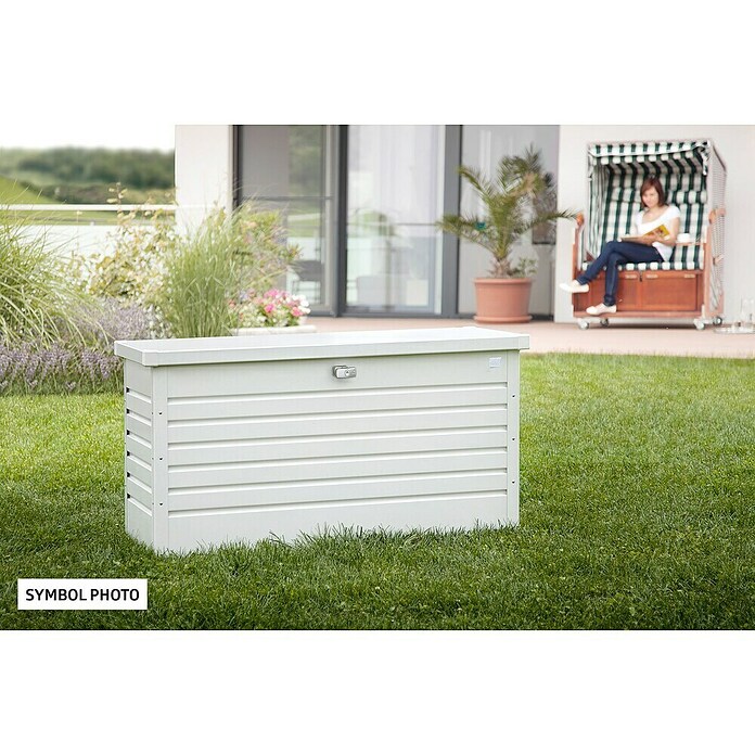 Biohort Garten-Aufbewahrungsbox FreizeitBox 100 (Weiß, 101 x 46 x 61 cm, Stahlblech)