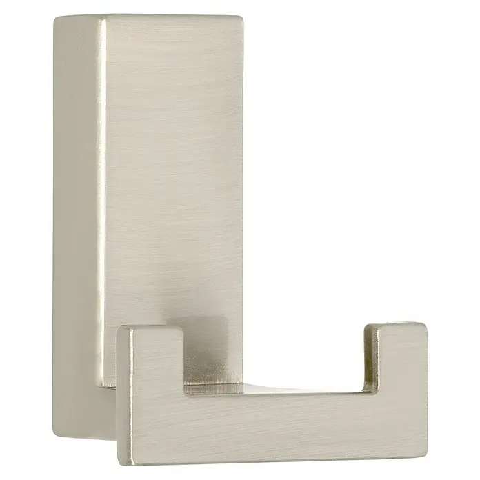 Siro Garderobenhaken 2435/ZN21 - L x B x H: 43 x 52 x 31 mm, Anzahl Haken: 2 Stk. - Nahaufnahme eines einzelnen, modernen Wandhakens aus gebürstetem Nickel, ideal für Badezimmer oder Flur.