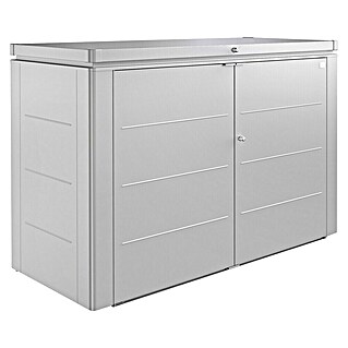 Biohort HighBoard Garten-Aufbewahrungsbox HighBoard 200 (L x B x H: 2 x 0,84 x 1,27 m, Silber Metallic, Stahl)