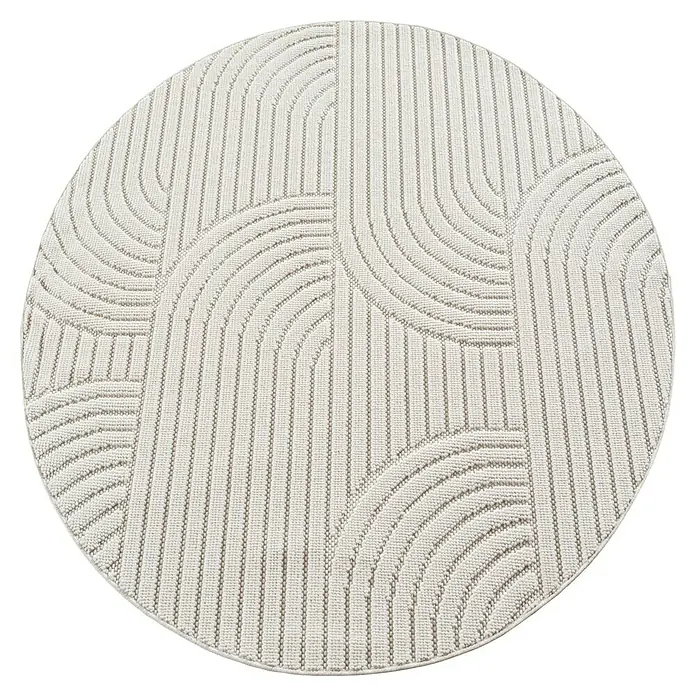 Flachgewebeteppich Helix 2201 - Creme, Durchmesser: 200 cm, 100 % Polyester - Runder Teppich mit modernem Design, ideal für Wohnzimmer oder Schlafzimmer. Er besticht durch sein stilvolles Muster und die angenehme Farbgebung.