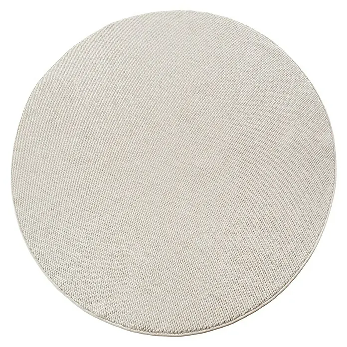 Flachgewebeteppich Helix 2200 - Creme, Durchmesser: 160 cm, 100 % Polyester - Ein runder, cremefarbener Teppich mit einer feinen Textur, ideal für Wohnräume, die Wärme und Stil suchen. Perfekt als dekoratives Element.