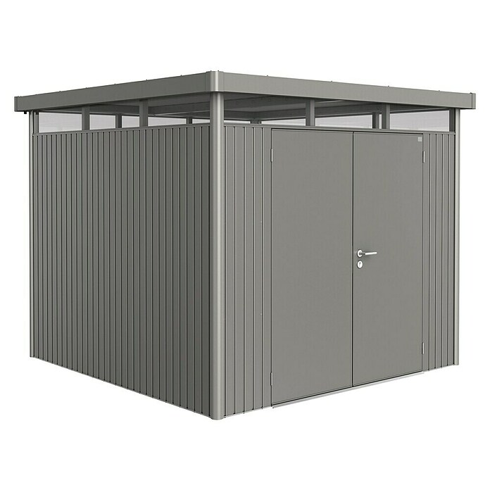 Biohort Gerätehaus HighLine H4 DT (Quarzgrau Metallic, 2,75 x 2,75 m, Doppeltür)