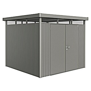 Biohort HighLine Gerätehaus H4 (Quarzgrau Metallic, Doppeltür, Außenbreite inkl. Dachüberstand: 275 cm, Außentiefe inkl. Dachüberstand: 275 cm, Stahl)