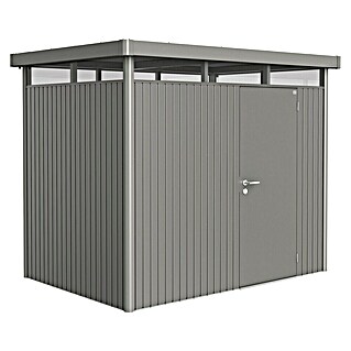 Biohort HighLine Gerätehaus H2 (Quarzgrau Metallic, Einzeltür, Außenbreite inkl. Dachüberstand: 275 cm, Außentiefe inkl. Dachüberstand: 195 cm, Stahl)