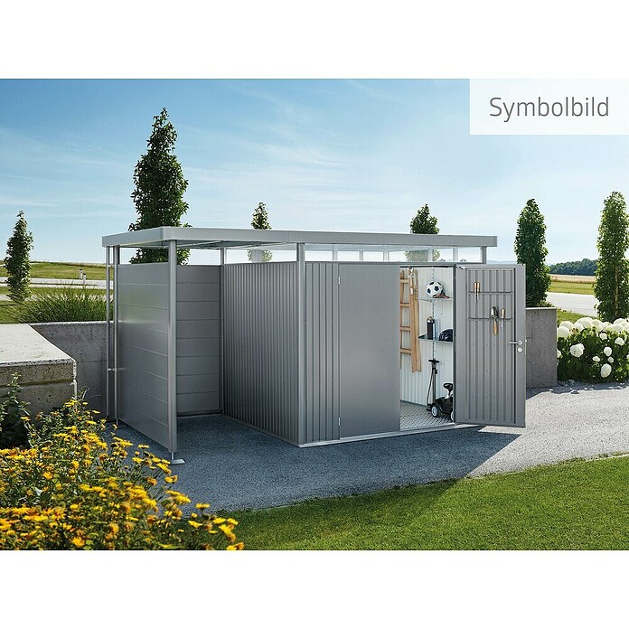 Biohort Gerätehaus HighLine H4 DT (Quarzgrau Metallic, 2,75 x 2,75 m, Doppeltür)