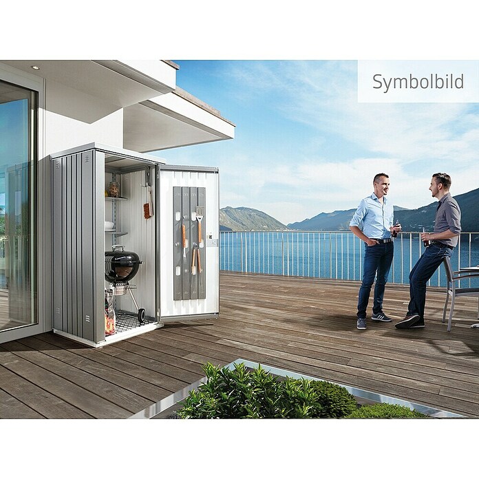 Biohort Geräteschrank Gr. 90 (0,83 x 0,93 x 1,82 m, Silber Metallic)