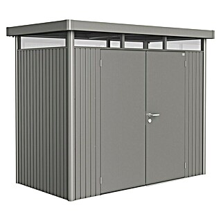 Biohort HighLine Gerätehaus H1 (Quarzgrau Metallic, Doppeltür, Außenbreite inkl. Dachüberstand: 275 cm, Außentiefe inkl. Dachüberstand: 155 cm, Stahl)