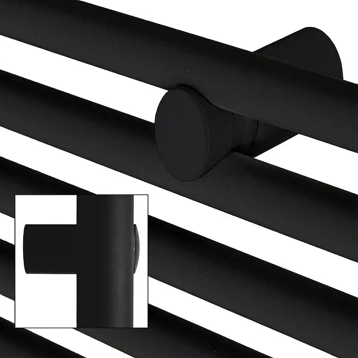 LuxeBath Elektro-Badheizkörper Handtuchwärmermit Heizstab 300x1800mm Schwarz gerade 900W - 
