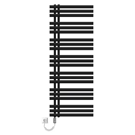 LuxeBath  Elektro-Badheizkörper Schwarz matt 600x1600mm mit Heizstab 1200W inkl. Montage-Set