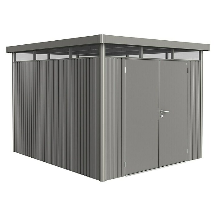 Biohort Gerätehaus HighLine H5 DT (Quarzgrau Metallic, 3,1 x 2,75 m, Doppeltür)