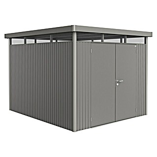 Biohort HighLine Gerätehaus H5 (Quarzgrau Metallic, Doppeltür, Außenbreite inkl. Dachüberstand: 275 cm, Außentiefe inkl. Dachüberstand: 315 cm, Stahl)