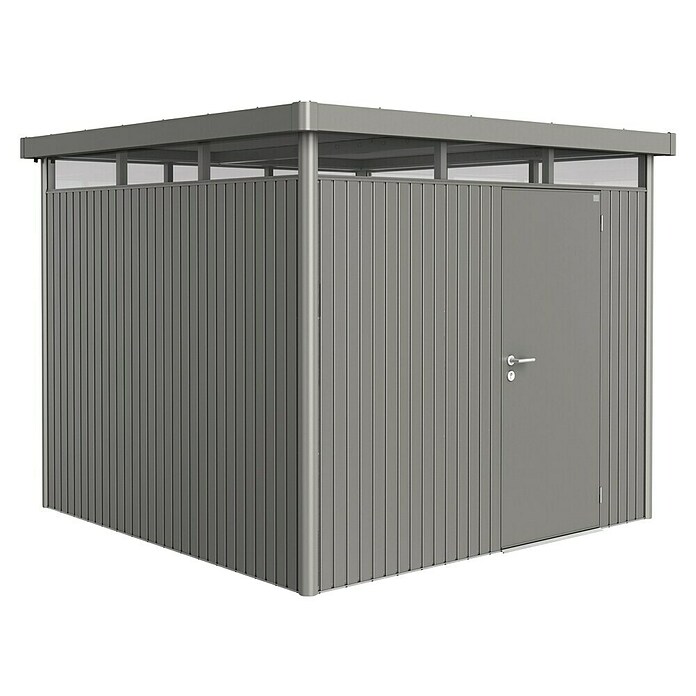Biohort Gerätehaus HighLine H4 ST (Quarzgrau Metallic, 2,75 x 2,75 m, Einzeltür)
