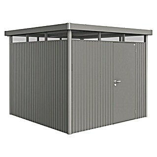 Biohort HighLine Gerätehaus H4 (Quarzgrau Metallic, Einzeltür, Außenbreite inkl. Dachüberstand: 275 cm, Außentiefe inkl. Dachüberstand: 275 cm, Stahl)