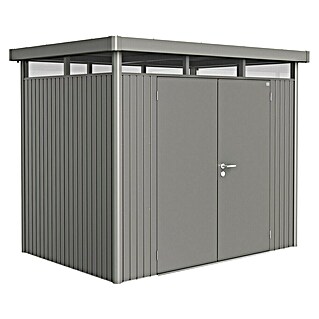 Biohort HighLine Gerätehaus H2 (Quarzgrau Metallic, Doppeltür, Außenbreite inkl. Dachüberstand: 275 cm, Außentiefe inkl. Dachüberstand: 195 cm, Stahl)